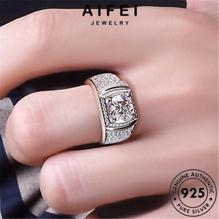 AIFEI JEWELRY อารมณ์ แท้ 925 แฟชั่น Silver ต้นฉบับ เงิน เกาหลี เครื่องประดับ มอยส์ซาไนท์ไดมอนด์ ผู้ชาย แหวน เครื่องประดับ R37