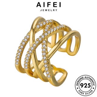 AIFEI JEWELRY แฟชั่น เงิน Silver 925 ต้นฉบับ เครื่องประดับ ความคิดสร้างสรรค์ แท้ โกลด์ ไดมอนด์ เครื่องประดับ ผู้หญิง แหวน มอยส์ซาไนท์ เกาหลี R67