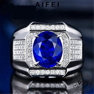 AIFEI JEWELRY 925 เกาหลี Silver วงรีที่โดดเด่น เครื่องประดับ แท้ แหวน แฟชั่น ผู้ชาย เงิน ต้นฉบับ ไพลิน เครื่องประดับ R11