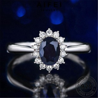 AIFEI JEWELRY ไพลิน เกาหลี ผู้หญิง เงิน แฟชั่น แท้ เครื่องประดับ 925 แหวน ต้นฉบับ เครื่องประดับ Silver วงรีคลาสสิก R153