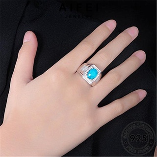 AIFEI JEWELRY แหวน เกาหลี แท้ 925 เครื่องประดับ วงรีที่โดดเด่น เครื่องประดับ ต้นฉบับ แฟชั่น Silver อความารีน ผู้ชาย เงิน R162