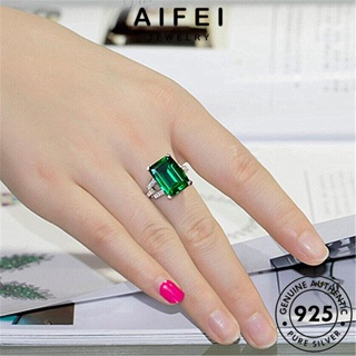 AIFEI JEWELRY เงิน มรกต แท้ แฟชั่น เครื่องประดับ ผู้หญิง จัตุรัสย้อนยุค Silver ต้นฉบับ 925 เกาหลี เครื่องประดับ แหวน R246