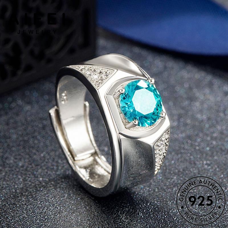 AIFEI JEWELRY เกาหลี แท้ เครื่องประดับ แฟชั่น 925 Silver เงิน เรียบง่าย เครื่องประดับ ต้นฉบับ ไพลินมรกต ผู้ชาย แหวน M077