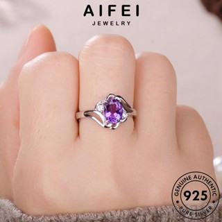 AIFEI JEWELRY แฟชั่น เงิน ผู้หญิง ต้นฉบับ เครื่องประดับ เครื่องประดับ แท้ พลอยสีม่วง วงรีสุดหรู 925 เกาหลี แหวน Silver R556