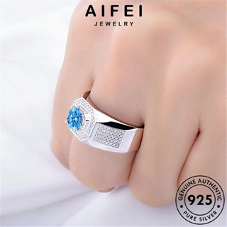 AIFEI JEWELRY แฟชั่น แท้ ผู้ชาย เครื่องประดับ เกาหลี เครื่องประดับ อความารีน รังสร้างสรรค์ Silver เงิน 925 แหวน ต้นฉบับ R487