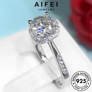 AIFEI JEWELRY แหวน วงกลมง่ายๆ ต้นฉบับ 925 แฟชั่น เกาหลี เงิน แท้ มอยส์ซาไนท์ ผู้หญิง โกลด์ เครื่องประดับ เครื่องประดับ ไดมอนด์ Silver R600