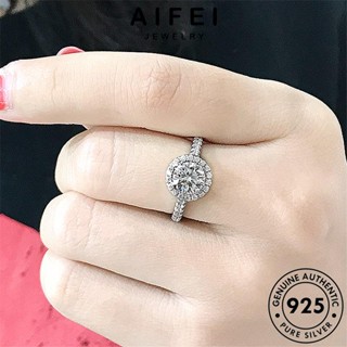 AIFEI JEWELRY Silver ผู้หญิง เงิน แหวน แท้ ต้นฉบับ เครื่องประดับ เครื่องประดับ 925 รอบแฟชั่น มอยส์ซาไนท์ไดมอนด์ แฟชั่น เกาหลี R603