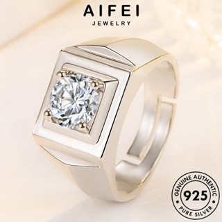 AIFEI JEWELRY มอยส์ซาไนท์ไดมอนด์ Silver คลาสสิก 925 แท้ ต้นฉบับ เกาหลี เครื่องประดับ ผู้ชาย แหวน แฟชั่น เงิน เครื่องประดับ R604