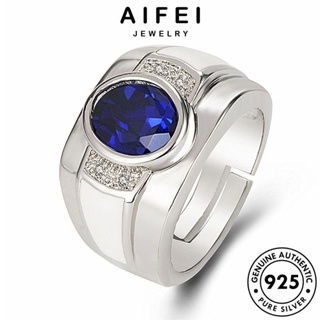 AIFEI JEWELRY แฟชั่น เครื่องประดับ Silver เงิน แท้ ผู้หญิง ต้นฉบับ แหวน 925 วงรีที่โดดเด่น เครื่องประดับ เกาหลี ไพลิน R618