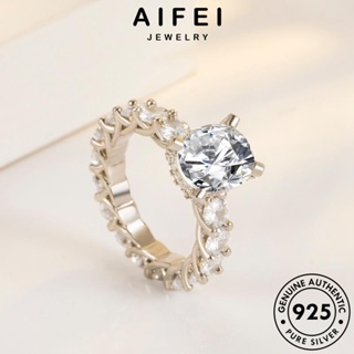 AIFEI JEWELRY ต้นฉบับ เงิน แท้ เครื่องประดับ มอยส์ซาไนท์ไดมอนด์ 925 เครื่องประดับ เกาหลี แหวน Silver แฟชั่น ผู้หญิง สี่กรงเล็บคลาสสิก R819