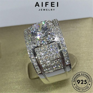 AIFEI JEWELRY แฟชั่น มอยส์ซาไนท์ไดมอนด์ ต้นฉบับ ผู้ชาย เครื่องประดับ Silver แหวน เกาหลี แท้ 925 กว้างหรูหรา เครื่องประดับ เงิน R835