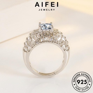 AIFEI JEWELRY 925 เครื่องประดับ ผู้หญิง ต้นฉบับ โกลด์ แหวน แท้ Silver จัตุรัสหรูหรา มอยส์ซาไนท์ เกาหลี แฟชั่น ไดมอนด์ เงิน เครื่องประดับ R872