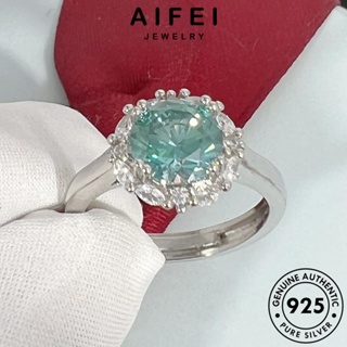 AIFEI JEWELRY ต้นฉบับ เงิน ตาม้าคลาสสิค แหวน เครื่องประดับ อความารีน เครื่องประดับ แท้ ผู้หญิง แฟชั่น เกาหลี Silver 925 R917