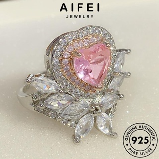 AIFEI JEWELRY เครื่องประดับ แฟชั่น Silver เงิน คริสตัลเพชรสีชมพู ผู้หญิง เครื่องประดับ แหวน 925 แท้ ต้นฉบับ ทรงหยดน้ำสุดหรู เกาหลี R924