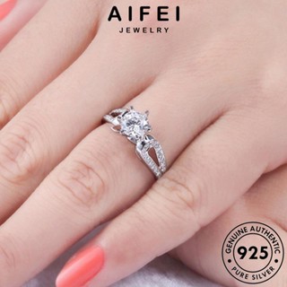 AIFEI JEWELRY เครื่องประดับ มอยส์ซาไนท์ไดมอนด์ แฟชั่น ผู้หญิง 925 แท้ Silver เกาหลี เงิน เครื่องประดับ รูปทรงเรขาคณิตที่เรียบง่าย ต้นฉบับ แหวน R1025