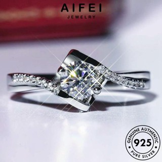 AIFEI JEWELRY เกาหลี แท้ มอยส์ซาไนท์ไดมอนด์ เครื่องประดับ 925 แหวน เงิน ต้นฉบับ เครื่องประดับ แฟชั่น Silver จูบเทวดาคลาสสิก ผู้หญิง R1080