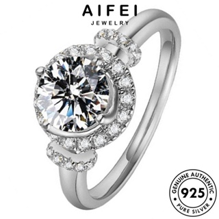 AIFEI JEWELRY รอบกลวงส่วนบุคคล มอยส์ซาไนท์ เงิน แท้ แหวน ไดมอนด์ ต้นฉบับ Silver เกาหลี ผู้หญิง เครื่องประดับ แฟชั่น เครื่องประดับ โกลด์ 925 R1201