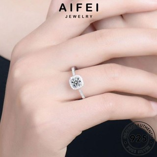 AIFEI JEWELRY แท้ เครื่องประดับ ผู้หญิง แฟชั่น เกาหลี มอยส์ซาไนท์ไดมอนด์ จัตุรัสแฟชั่น 925 เงิน แหวน เครื่องประดับ ต้นฉบับ Silver R1418