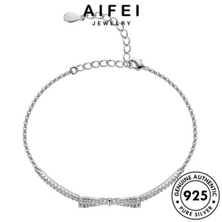 AIFEI JEWELRY แฟชั่น ผู้หญิง Silver แท้ มอยส์ซาไนท์ไดมอนด์ ต้นฉบับ เกาหลี กำไล เงิน 925 กำไลข้อมือ เครื่องประดับ เครื่องประดับ โบว์แฟชั่น ผู้หญิง B7