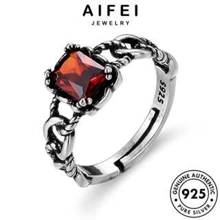 AIFEI JEWELRY แท้ เครื่องประดับ เครื่องประดับ ผู้หญิง แหวน ต้นฉบับ เกาหลี เงิน 925 Silver ห่วงโซ่บุคลิกภาพ ทับทิม แฟชั่น R16