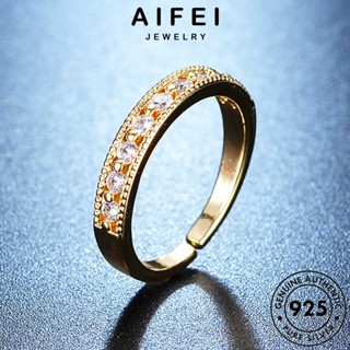 AIFEI JEWELRY เรียบง่าย ไดมอนด์ เครื่องประดับ เงิน เกาหลี ต้นฉบับ แท้ ผู้หญิง เครื่องประดับ 925 Silver แหวน มอยส์ซาไนท์ โกลด์ แฟชั่น R77