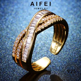 AIFEI JEWELRY 925 ไดมอนด์ แท้ Silver แฟชั่น โกลด์ ต้นฉบับ เงิน ข้ามง่าย เครื่องประดับ แหวน มอยส์ซาไนท์ ผู้หญิง เกาหลี เครื่องประดับ R80