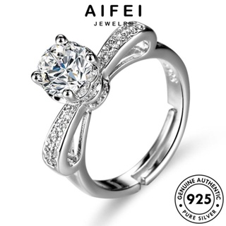 AIFEI JEWELRY เงิน เกาหลี ต้นฉบับ 925 ผีเสื้อที่เรียบง่าย เครื่องประดับ แหวน Silver ผู้หญิง แฟชั่น เครื่องประดับ มอยส์ซาไนท์ไดมอนด์ แท้ R84