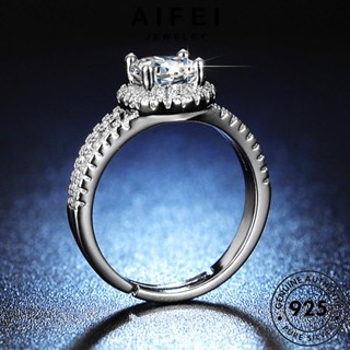 AIFEI JEWELRY ต้นฉบับ ผู้หญิง แฟชั่น 925 รอบคลาสสิค มอยส์ซาไนท์ไดมอนด์ เงิน เครื่องประดับ เครื่องประดับ แหวน แท้ เกาหลี Silver R107