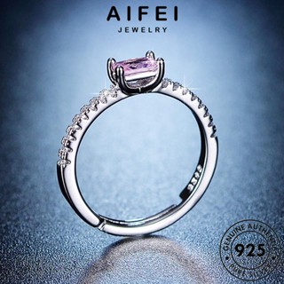 AIFEI JEWELRY เกาหลี เครื่องประดับ ต้นฉบับ ผู้หญิง เครื่องประดับ แท้ แฟชั่น 925 แหวน คริสตัลเพชรสีชมพู Silver ตารางบุคลิกภาพ เงิน R117