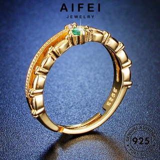 AIFEI JEWELRY เกาหลี เงิน แฟชั่น เครื่องประดับ Silver แหวน ต้นฉบับ 925 แท้ ผู้หญิง เครื่องประดับ ทองมรกต เรียบง่าย R66