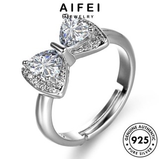 AIFEI JEWELRY เครื่องประดับ ต้นฉบับ ผู้หญิง แท้ เกาหลี เครื่องประดับ โบว์น่ารัก แฟชั่น มอยส์ซาไนท์ไดมอนด์ เงิน Silver แหวน 925 R134