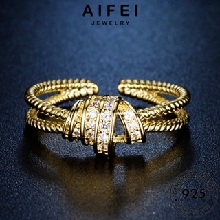 AIFEI JEWELRY Silver แฟชั่น เครื่องประดับ มอยส์ซาไนท์ เรขาคณิตย้อนยุค แท้ เครื่องประดับ แหวน ต้นฉบับ โกลด์ ไดมอนด์ ผู้หญิง 925 เงิน เกาหลี R149