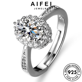 AIFEI JEWELRY เครื่องประดับ เครื่องประดับ แหวน มอยส์ซาไนท์ไดมอนด์ ผู้หญิง Silver เงิน แฟชั่น เกาหลี 925 แท้ วงรีบุคลิกภาพ ต้นฉบับ R160