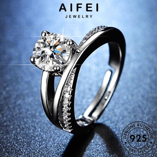 AIFEI JEWELRY เครื่องประดับ เงิน ผู้หญิง เครื่องประดับ ต้นฉบับ เกาหลี แท้ แฟชั่น ข้ามแฟชั่น 925 มอยส์ซาไนท์ไดมอนด์ แหวน Silver R126