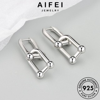 AIFEI JEWELRY แท้ เครื่องประดับ ทอง ต้นฉบับ หนีบ ตุ้มหู เกาหลี เงิน เครื่องประดับ ผู้หญิง แฟชั่น 925 เกือกม้า ต่างหู ห่วง Silver E67