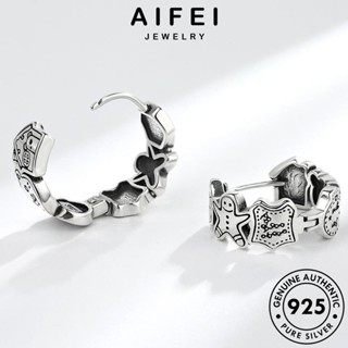 AIFEI JEWELRY เงิน ต้นฉบับ เกาหลี ตุ้มหู ผู้หญิง หนีบ เครื่องประดับ ห่วง 925 แท้ เครื่องประดับ Silver มนุษย์ขนมปังขิงหมี แฟชั่น ต่างหู E52