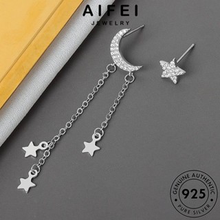 AIFEI JEWELRY ดาวเดือน ผู้หญิง เกาหลี เงิน ตุ้มหู ต้นฉบับ Silver โกลด์ แท้ ต่างหู หนีบ แฟชั่น เครื่องประดับ เครื่องประดับ มอยส์ซาไนท์ ไดมอนด์ 925 ห่วง E99