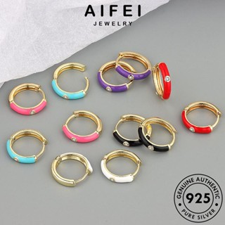 AIFEI JEWELRY เงิน Silver เครื่องประดับ ห่วง ทอง เกาหลี แท้ เครื่องประดับ ผู้หญิง แฟชั่น 925 ต้นฉบับ ต่างหู เรขาคณิต ตุ้มหู หนีบ E178