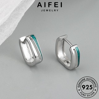 AIFEI JEWELRY เครื่องประดับ Silver เกาหลี หนีบ แท้ ห่วง แฟชั่น 925 เครื่องประดับ สี่เหลี่ยมเรขาคณิต ต้นฉบับ ตุ้มหู ต่างหู ผู้หญิง ทอง เงิน E324