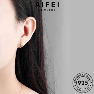 AIFEI JEWELRY ต่างหู โกลด์ ตุ้มหู เงิน ห่วง เครื่องประดับ มอยส์ซาไนท์ เครื่องประดับ ไดมอนด์ หนีบ แท้ ต้นฉบับ แฟชั่น อุ้งเท้าแมว เกาหลี 925 Silver ผู้หญิง E373