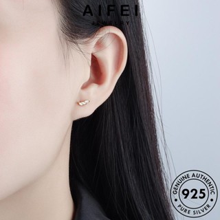 AIFEI JEWELRY มอยส์ซาไนท์ 925 เงิน Silver ผู้หญิง เครื่องประดับ โกลด์ ต้นฉบับ เกาหลี ห่วง หนีบ ต่างหู แฟชั่น แท้ ตุ้มหู เครื่องประดับ ไดมอนด์ เรขาคณิต E412