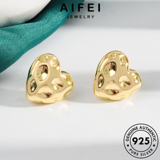 AIFEI JEWELRY เครื่องประดับ ตุ้มหู เครื่องประดับ Silver 925 แฟชั่น เงิน แท้ ห่วง ทอง เกาหลี หนีบ ต่างหู หัวใจ ผู้หญิง ต้นฉบับ E446