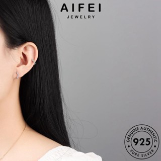 AIFEI JEWELRY ต้นฉบับ เงิน ตุ้มหู เกาหลี แท้ โกลด์ เครื่องประดับ ห่วง ต่างหู เครื่องประดับ แฟชั่น Silver ไดมอนด์ กลม หนีบ 925 มอยส์ซาไนท์ ผู้หญิง E506