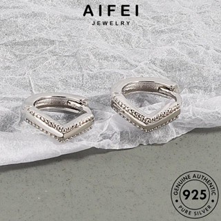 AIFEI JEWELRY ไดมอนด์ เกาหลี มอยส์ซาไนท์ 925 หนีบ เงิน Silver ห่วง ต้นฉบับ แฟชั่น เครื่องประดับ เครื่องประดับ รูปทรงตัวซี แท้ โกลด์ ผู้หญิง ตุ้มหู ต่างหู E519