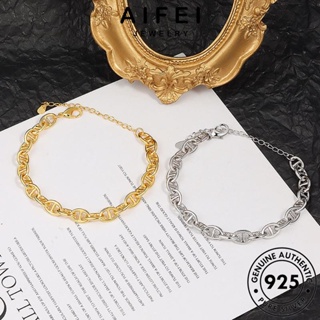 AIFEI JEWELRY เครื่องประดับ กำไล แฟชั่น 925 ผู้หญิง แท้ ต้นฉบับ กำไลข้อมือ ทอง เกาหลี เงิน เครื่องประดับ Silver ผู้หญิง จมูกหมูส่วนบุคคล B31