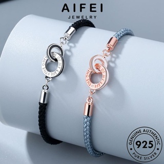 AIFEI JEWELRY ต้นฉบับ กำไลข้อมือ 925 เกาหลี คู่รัก แฟชั่น ผู้หญิง Silver วงกลมคู่เกาหลี แท้ กำไล เครื่องประดับ เงิน เครื่องประดับ B86