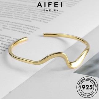 AIFEI JEWELRY 925 เครื่องประดับ กำไล แฟชั่น ผู้หญิง เกาหลี ต้นฉบับ Silver คลื่นที่เรียบง่าย เครื่องประดับ เงิน กำไลข้อมือ ทอง แท้ ผู้หญิง B296