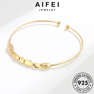 AIFEI JEWELRY 925 ผู้หญิง ทอง กำไล แฟชั่น ผู้หญิง Silver ต้นฉบับ กำไลข้อมือ เครื่องประดับ เครื่องประดับ เกาหลี เงิน รูปทรงเรขาคณิตที่เรียบง่าย แท้ B269