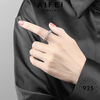 AIFEI JEWELRY ต้นฉบับ ผู้หญิง ลูกปัดกลมธรรมดา เครื่องประดับ เครื่องประดับ เกาหลี Silver 925 แท้ แฟชั่น แหวน เงิน R20