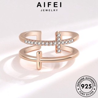 AIFEI JEWELRY แหวน ผู้หญิง ข้ามคลาสสิก Silver ไดมอนด์ ต้นฉบับ เครื่องประดับ มอยส์ซาไนท์ เครื่องประดับ เกาหลี แฟชั่น เงิน 925 โกลด์ แท้ R37